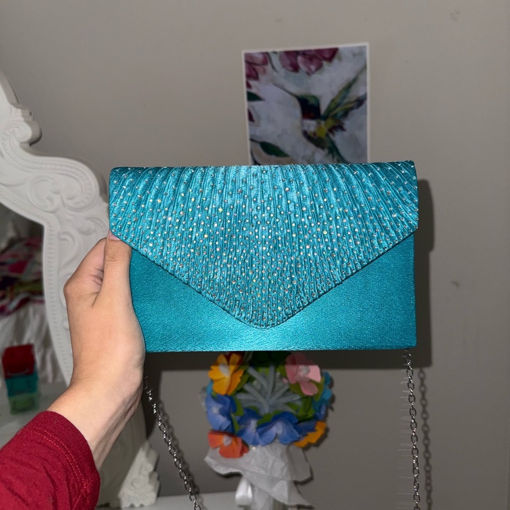 Shimmering Teal Evening Clutch